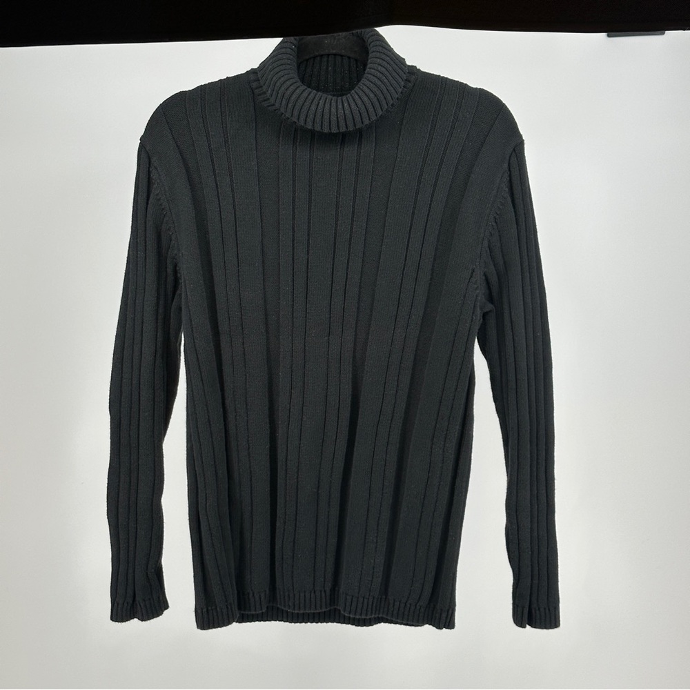 Women’s Large Express Black‎ Ribbed Turtleneck Sweater 100% Cotton Classic Cozy